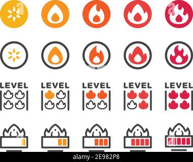 fire level icon set,vector and illustration Stock Vector