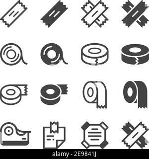 sticky tape and adhesive tape icon set,vector and illustration Stock Vector