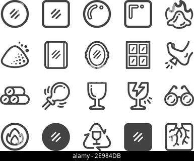 glass and mirror icon set,vector and illustration Stock Vector