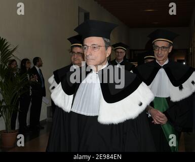 Milan, Italy. 10th Apr, 2019. ARCHIVE: Catholic University of the Sacred Heart Mario Draghi awarded an honorary degree in Economics by the rector Franco Anelli In the photo: Mario Draghi (Photo by IPA/Sipa USA) Credit: Sipa USA/Alamy Live News Stock Photo