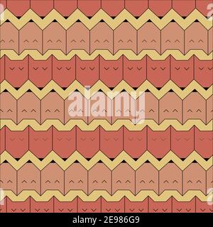Vector seamless pdttern of simple geometrical fox faces lined in the row. Kids pattern, textile, nice baby decor. Stock Vector