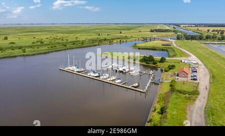 Drone view, marina in Ley Bay, Greetsiel, Lower Saxony, Germany, Europe Stock Photo