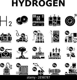 Hydrogen Industry Collection Icons Set Vector Stock Vector