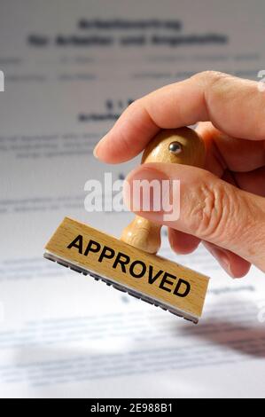 approved printed on rubber stamp Stock Photo
