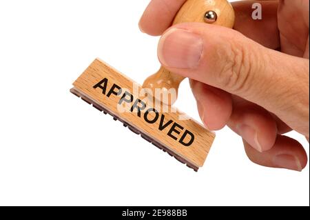 approved printed on rubber stamp Stock Photo