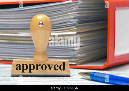 approved printed on rubber stamp Stock Photo
