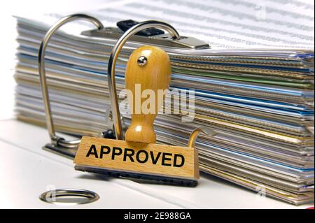 approved printed on rubber stamp Stock Photo