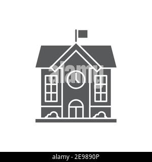 High school building icon, color, line, outline vector sign, linear style pictogram isolated on white. Symbol, logo illustration Stock Vector