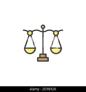 Libra, scale icon, color, line, outline vector sign, linear style pictogram isolated on white. Symbol, logo illustration Stock Vector