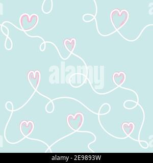 Romantic doodle heart seamless pattern valentines wrapping paper Stock Vector