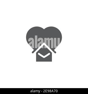 Home with heart icon, color, line, outline vector sign, linear style pictogram isolated on white. Symbol, logo illustration Stock Vector