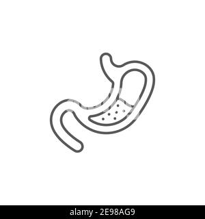Human stomach and gastrointestinal system icon, color, line, outline vector sign, linear style pictogram isolated on white. Symbol, logo illustration Stock Vector