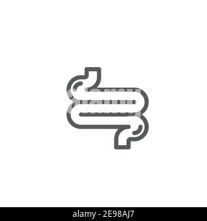 intestines icon, color, line, outline vector sign, linear style pictogram isolated on white. Symbol, logo illustration Stock Vector