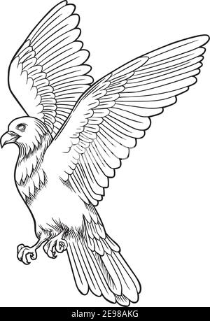 Eagle bird icon. Vector heraldic emblem of powerful wild falcon with stretching clutches. Symbol of eagle hawk predator for sport team mascot shield, Stock Vector
