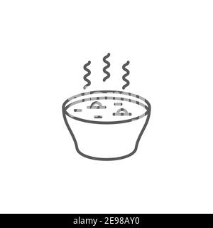 Hot soup bowl icon, color, line, outline vector sign, linear style pictogram isolated on white. Symbol, logo illustration Stock Vector