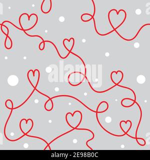Romantic doodle heart seamless pattern valentines wrapping paper Stock Vector