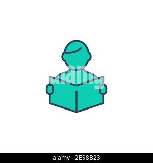Learning icon, color, line, outline vector sign, linear style pictogram isolated on white. Symbol, logo illustration Stock Vector