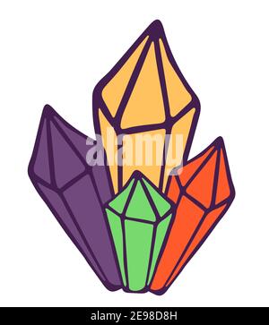 Colorful crystal fracture group of quartz Stock Vector