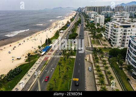 The beautiful beach of Barra da Tijuca, Rio de Janeiro, Brazil. Stock Photo