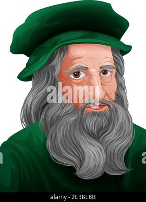 Leonardo Da Vinci Portrait Illustration Stock Vector