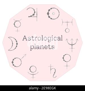 Astrological planet domiciles ornamental symbols Stock Vector
