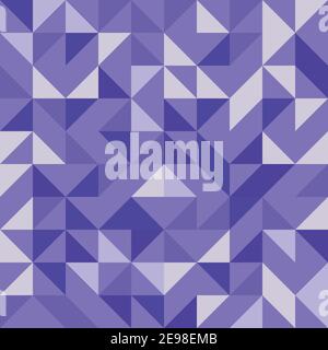 Vector truchet geometric triangle seamless pattern background. Monochrome backdrop with random tiled triangular and rhombus shapes in hues of purple Stock Vector