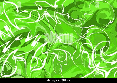 Abstract colorful background with differnet green tones, soft fluid art wallpaper. Mixing paints and colors, modern art inkscape. Stock Photo