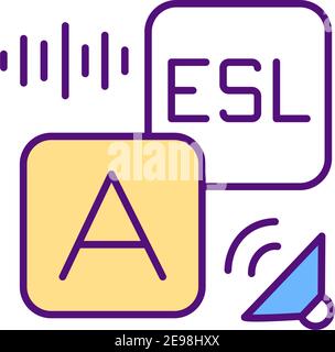 Teaching subjects with sound RGB color icon Stock Vector