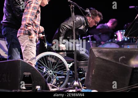 Richard Hawley headlining at the No Direction Home festival despite breaking a leg a few weeks before the gig. A native of the nearby Sheffield, Hawle Stock Photo