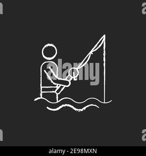 Wade fishing chalk white icon on black background Stock Vector