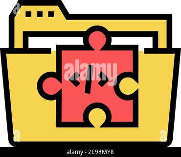 folder with program code files color icon vector illustration Stock Vector