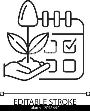 Estimating planting time linear icon Stock Vector