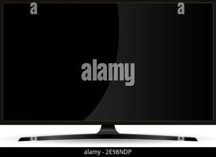 th flat wide screen. Electronic led display device for web presentation. HQ vector illustration for advertising.; Blank template of plasma screen with Stock Vector