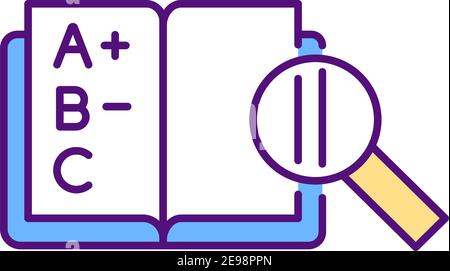 Tests and gradebook RGB color icon Stock Vector
