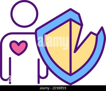 No healthcare and retirement contributions RGB color icon Stock Vector