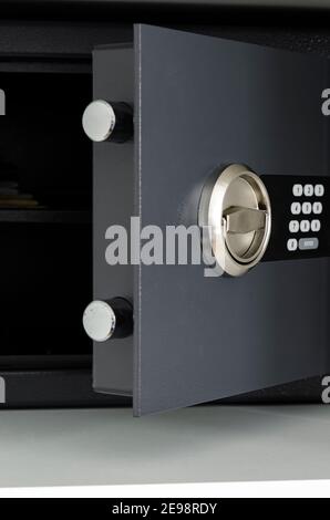 The door of the safe for money and securities with a digital lock Stock Photo