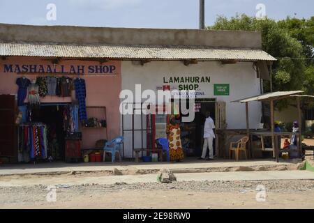 Small slums of Mombasa. Traveling to Mombasa. Kenya, Africa Stock Photo