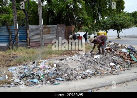 Small slums of Mombasa. Traveling to Mombasa. Kenya, Africa Stock Photo