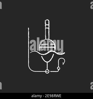Float chalk white icon on black background Stock Vector
