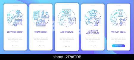 Co-design application fields onboarding mobile app page screen with concepts Stock Vector