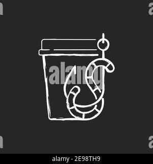 Live bait chalk white icon on black background Stock Vector