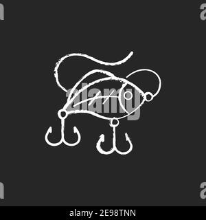 Lures chalk white icon on black background Stock Vector