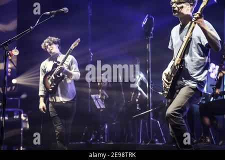 Alt-J performing live on stage on the first of their two sold-out nights at the O2 Brixton Academy in London Stock Photo