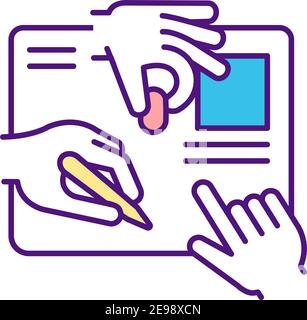 Workplace cooperation RGB color icon Stock Vector
