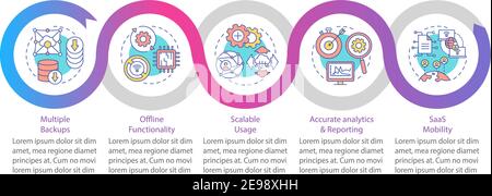 SaaS pluses vector infographic template Stock Vector