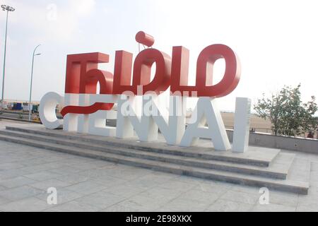 namma chennai selfie spot,chennai,marina beach,madrasindia asia Stock Photo