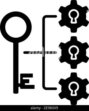 Breaking down problems black glyph icon Stock Vector