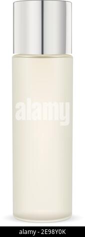 Opaque glass moisturizer cosmetic bottle. Packaging mockup template. 3d realistic vector illustration. Stock Vector