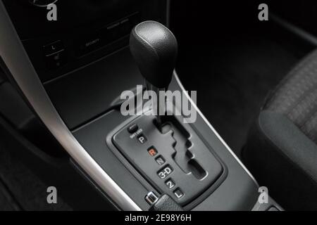 Automatic transmission car, detail of modern car interior, close up Stock Photo