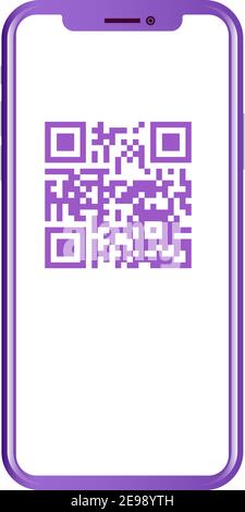 QR Code in Mobile Phone Screen. Digital qrcode ID reader in Smartphone Screen. Bank Transaction Information on Telephone. Color Infographic Symbol. Fl Stock Vector